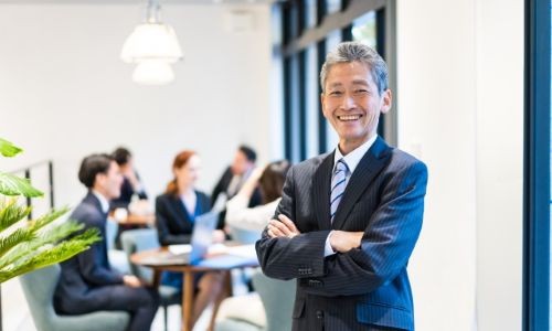 教育事業のセミナー会場で研修を行っている様子